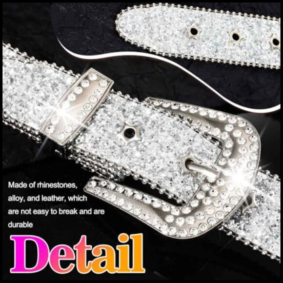 Rhinestone Studded Belt Y2K Western Cowgirl Accessory Leather main image 7
